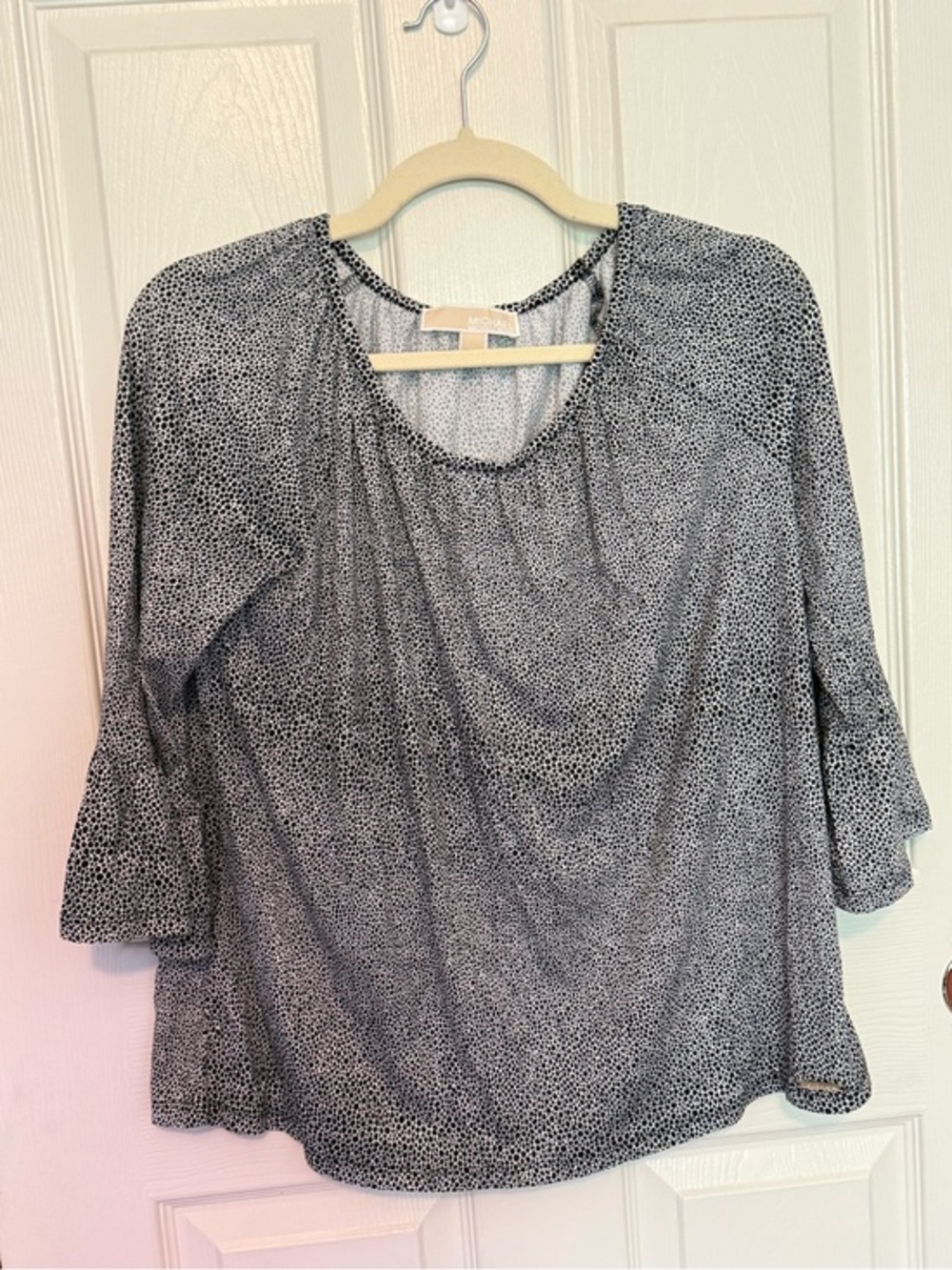 Michael Kors Black and White Printed Scoop Neck Tunic